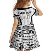 Custom Fiji 2026 Rugby Kid Short Sleeve Dress Fijian Tapa Pattern