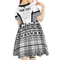 Custom Fiji 2026 Rugby Kid Short Sleeve Dress Fijian Tapa Pattern