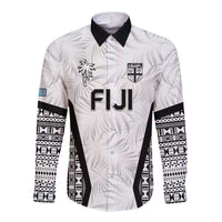Custom Fiji 2026 Rugby Long Sleeve Button Shirt Fijian Tapa Pattern
