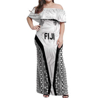 Custom Fiji 2026 Rugby Off Shoulder Maxi Dress Fijian Tapa Pattern