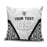 Custom Fiji 2026 Rugby Pillow Cover Fijian Tapa Pattern LT05 White - Polynesian Pride