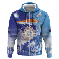 Personalised Marshall Islands Remembrance Day Hoodie We Will Always Remember LT05 Zip Hoodie Blue - Polynesian Pride