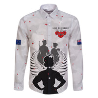 New Zealand ANZAC Day Family Matching Off Shoulder Short Dress and Hawaiian Shirt For The Nurse Lest We Forget LT05 Dad's Shirt - Long Sleeve White - Polynesian Pride