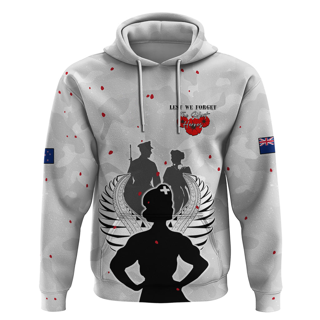 New Zealand ANZAC Day Hoodie For The Nurse Lest We Forget LT05 Pullover Hoodie White - Polynesian Pride