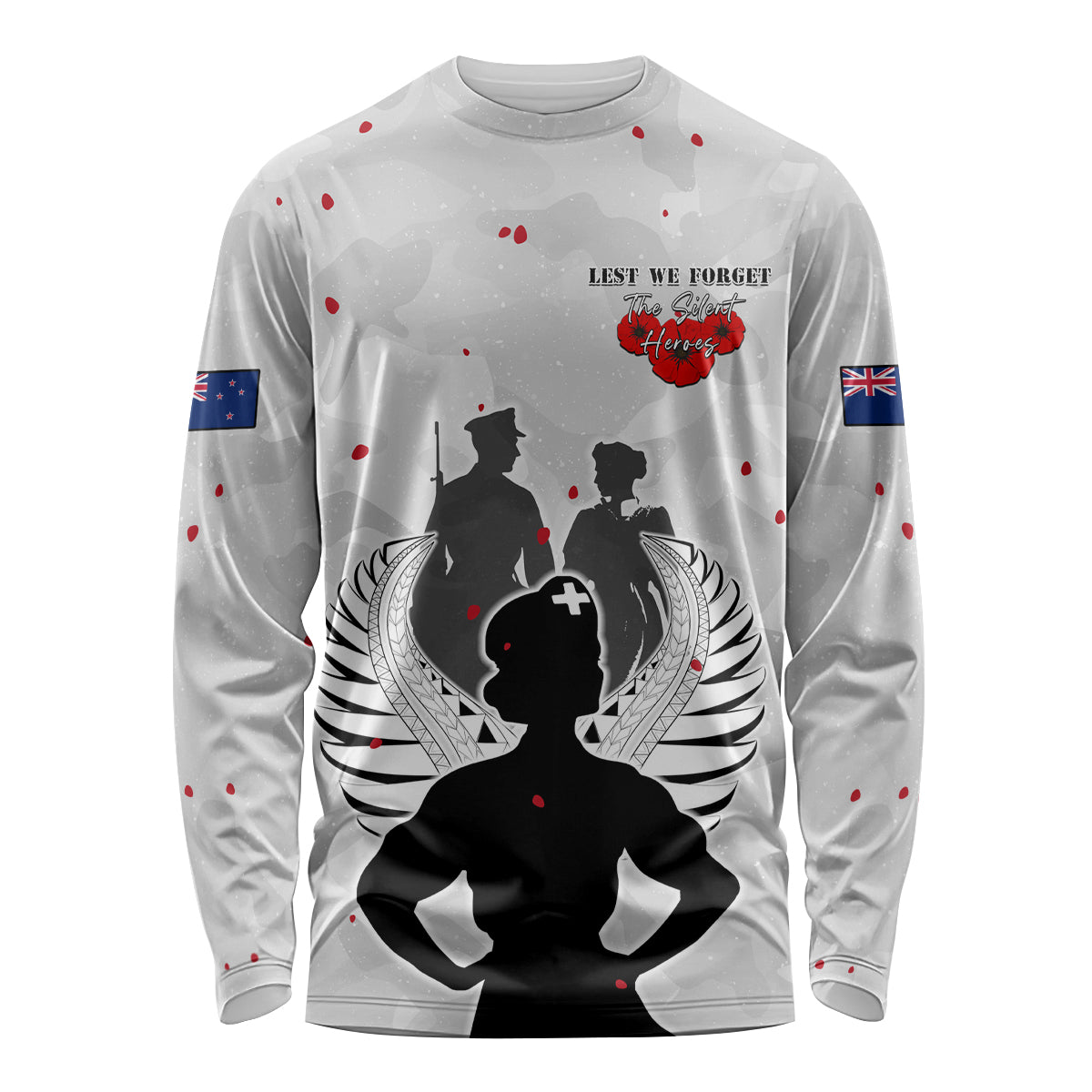 New Zealand ANZAC Day Long Sleeve Shirt For The Nurse Lest We Forget LT05 Unisex White - Polynesian Pride