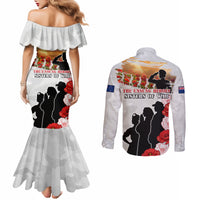 New Zealand ANZAC Day Couples Matching Mermaid Dress and Long Sleeve Button Shirt The Unsung Heroes Sisters of War LT05 - Polynesian Pride