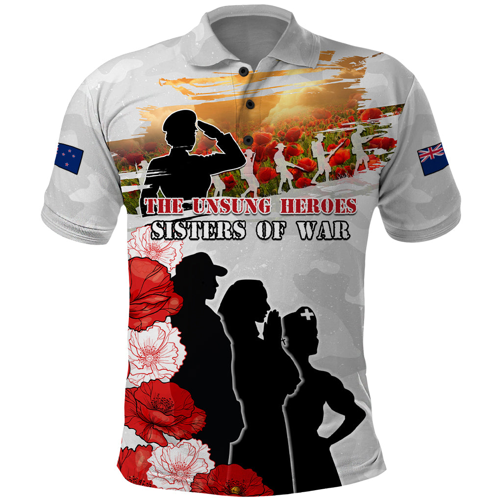New Zealand ANZAC Day Polo Shirt The Unsung Heroes Sisters of War LT05 White - Polynesian Pride