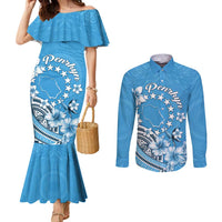 Personalised Penrhyn Gospel Day Couples Matching Mermaid Dress and Long Sleeve Button Shirt Cook Islands Tribal Pattern