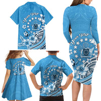 Personalised Penrhyn Gospel Day Family Matching Long Sleeve Bodycon Dress and Hawaiian Shirt Cook Islands Tribal Pattern