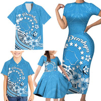 Personalised Penrhyn Gospel Day Family Matching Short Sleeve Bodycon Dress and Hawaiian Shirt Cook Islands Tribal Pattern