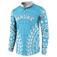 Custom Cook Islands Mauke Button Sweatshirt Polynesian Tribal Tattoo