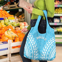 Custom Cook Islands Mauke Grocery Bag Polynesian Tribal Tattoo