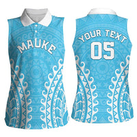 Custom Cook Islands Mauke Women Sleeveless Polo Shirt Polynesian Tribal Tattoo