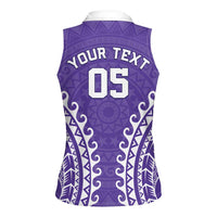 Custom Cook Islands Rarotonga Women Sleeveless Polo Shirt Polynesian Tribal Tattoo