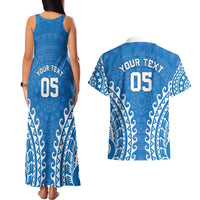 Custom Cook Islands Pukapuka Couples Matching Tank Maxi Dress and Hawaiian Shirt Polynesian Tribal Tattoo