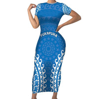 Custom Cook Islands Pukapuka Family Matching Short Sleeve Bodycon Dress and Hawaiian Shirt Polynesian Tribal Tattoo