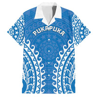 Custom Cook Islands Pukapuka Family Matching Summer Maxi Dress and Hawaiian Shirt Polynesian Tribal Tattoo LT05 Dad's Shirt - Short Sleeve Blue - Polynesian Pride