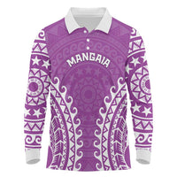 Custom Cook Islands Mangaia Long Sleeve Polo Shirt Polynesian Tribal Tattoo