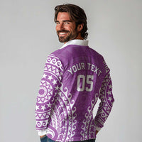 Custom Cook Islands Mangaia Long Sleeve Polo Shirt Polynesian Tribal Tattoo