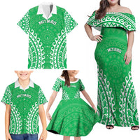 Custom Cook Islands Mitiaro Family Matching Off Shoulder Maxi Dress and Hawaiian Shirt Polynesian Tribal Tattoo