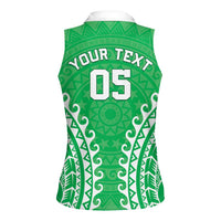 Custom Cook Islands Mitiaro Women Sleeveless Polo Shirt Polynesian Tribal Tattoo