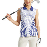 Custom Cook Islands Palmerston Women Sleeveless Polo Shirt Polynesian Tribal Tattoo