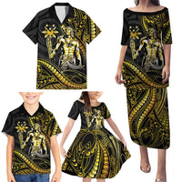 Filipinos Lapu Lapu Hero Family Matching Puletasi and Hawaiian Shirt Gold Polynesian Tribal Tattoo