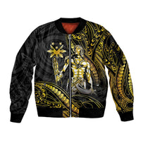 Filipinos Lapu Lapu Hero Sleeve Zip Bomber Jacket Gold Polynesian Tribal Tattoo