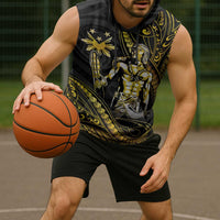 Filipinos Lapu Lapu Hero Sleeveless Hoodie Gold Polynesian Tribal Tattoo