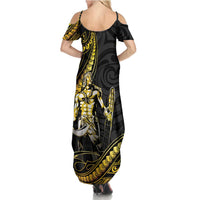 Filipinos Lapu Lapu Hero Summer Maxi Dress Gold Polynesian Tribal Tattoo
