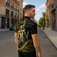 Filipinos Lapu Lapu Hero Zipper Polo Shirt Gold Polynesian Tribal Tattoo