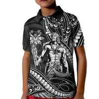 Filipinos Lapu Lapu Hero Kid Polo Shirt Black Polynesian Tribal Tattoo