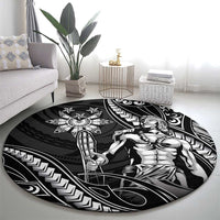 Filipinos Lapu Lapu Hero Round Carpet Black Polynesian Tribal Tattoo LT05 - Polynesian Pride