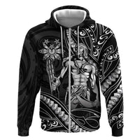 Filipinos Lapu Lapu Hero Zip Hoodie Black Polynesian Tribal Tattoo LT05 Zip Hoodie Black - Polynesian Pride