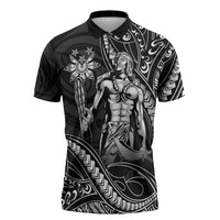 Filipinos Lapu Lapu Hero Zipper Polo Shirt Black Polynesian Tribal Tattoo