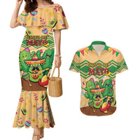 Personalised Hawaii Cinco De Mayo Couples Matching Mermaid Dress and Hawaiian Shirt Funny Style LT05 Brown - Polynesian Pride
