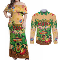 Personalised Hawaii Cinco De Mayo Couples Matching Off Shoulder Maxi Dress and Long Sleeve Button Shirt Funny Style