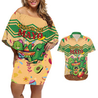 Personalised Hawaii Cinco De Mayo Couples Matching Off Shoulder Short Dress and Hawaiian Shirt Funny Style