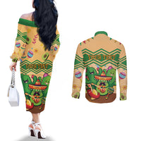 Personalised Hawaii Cinco De Mayo Couples Matching Off The Shoulder Long Sleeve Dress and Long Sleeve Button Shirt Funny Style