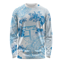 Happy Fiji Girmit Day Long Sleeve Shirt Fijian Tapa With Mandala Pattern LT05 Unisex Blue - Polynesian Pride