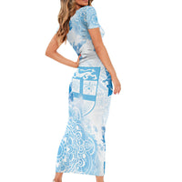 Happy Fiji Girmit Day Short Sleeve Bodycon Dress Fijian Tapa With Mandala Pattern