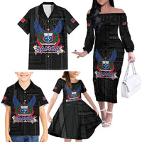 Samoa 64th Independence Anniversary Family Matching Off The Shoulder Long Sleeve Dress and Hawaiian Shirt