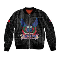 Samoa 64th Independence Anniversary Sleeve Zip Bomber Jacket LT05 Unisex Black - Polynesian Pride