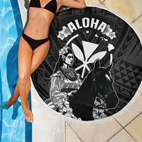 Hawaii King Kamehameha Day Parade Beach Blanket With Pa'u Riders Plumeria Kakau Tribal Pattern