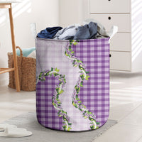 Violet Hawaii Palaka Laundry Basket Maile Pikake Honohono Orchid Lei