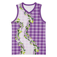 Violet Hawaii Palaka Basketball Jersey Maile Pikake Honohono Orchid Lei