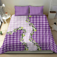 Violet Hawaii Palaka Bedding Set Maile Pikake Honohono Orchid Lei