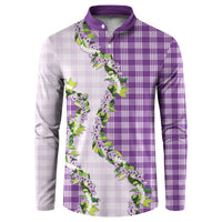 Violet Hawaii Palaka Button Sweatshirt Maile Pikake Honohono Orchid Lei
