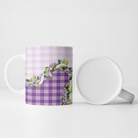 Violet Hawaii Palaka Ceramic Mug Maile Pikake Honohono Orchid Lei