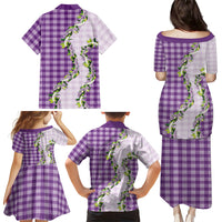 Violet Hawaii Palaka Family Matching Puletasi and Hawaiian Shirt Maile Pikake Honohono Orchid Lei LT05 Mom's Dress Violet - Polynesian Pride